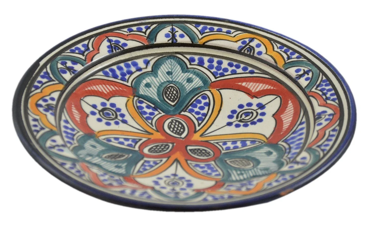 Moroccan Exotic Handpainted Moroccan Italy Bohemian Style Dinner Plate