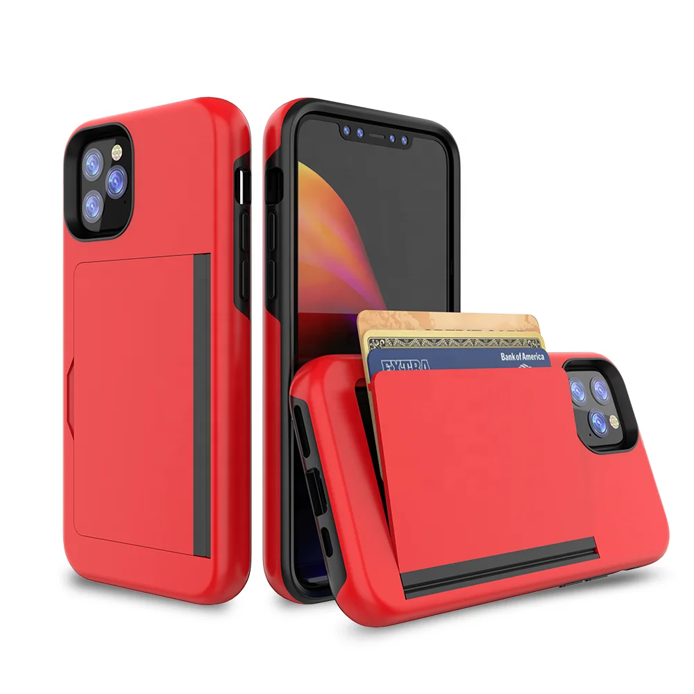 

Factory New Style pc tpu hybrid 2 in 1 flip card holder phone cover case for iPhone 11 12 Pro Max, Multi-color, can be customized