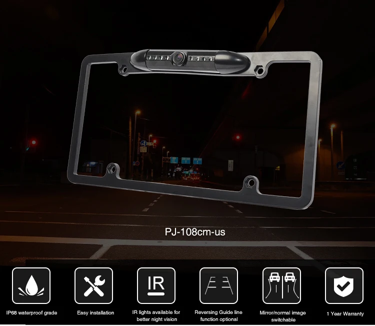 North American Front Rear View Night Vision License Plate Frame Backup
