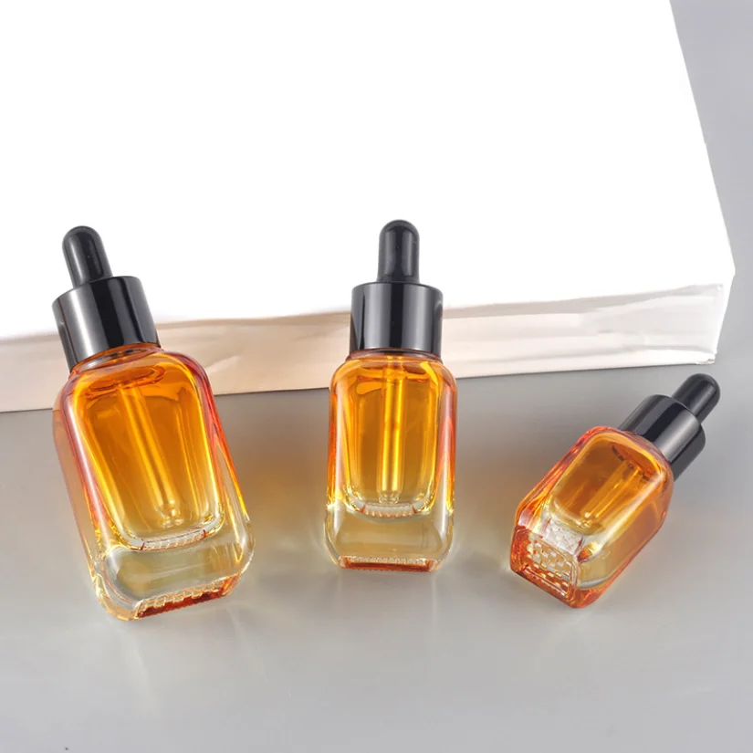 15ml 30 Ml 1oz Clear Square Glass Dropper Serum Bottle For Cosmetic