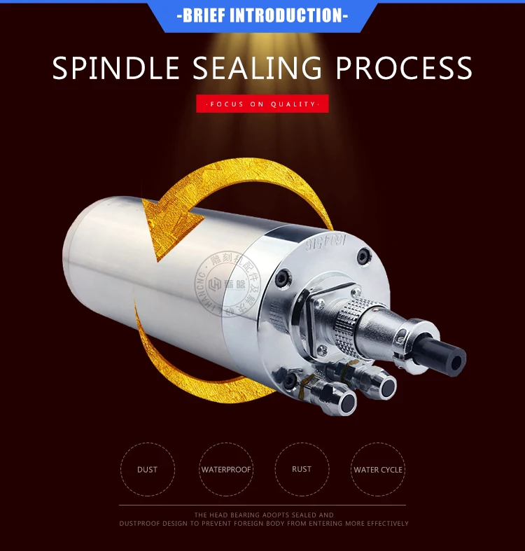 100mm diameter 3kw  water cooled spindle motor  with collect ER20 for cnc router