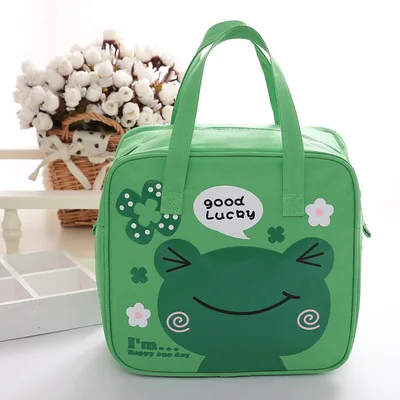

Cartoon canvas hand carrying small square bag can be used as a lunch box or as a mummy bag, Picture color , can be customized