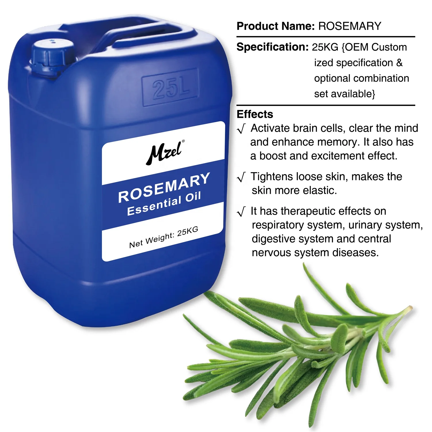 

Mzel Wholesale Price OEM 100% Pure Natural Organic Rosemary Essential Oil Bulk Suppliers