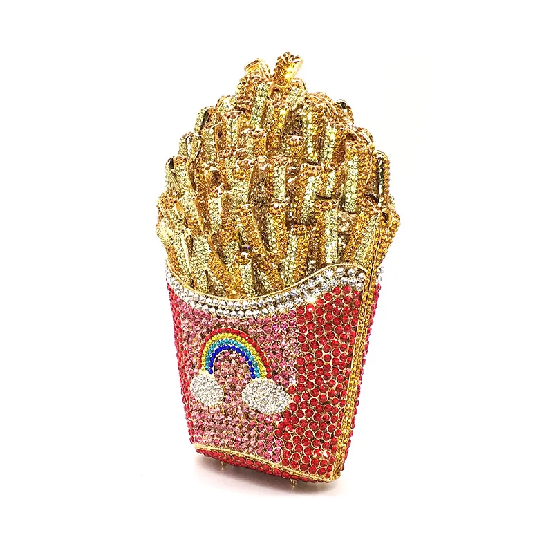 

Rhinestones Purse Clutch Ba fashion women evening party hollow out purses fresh fries crystal bag classical wedding diamonds bag