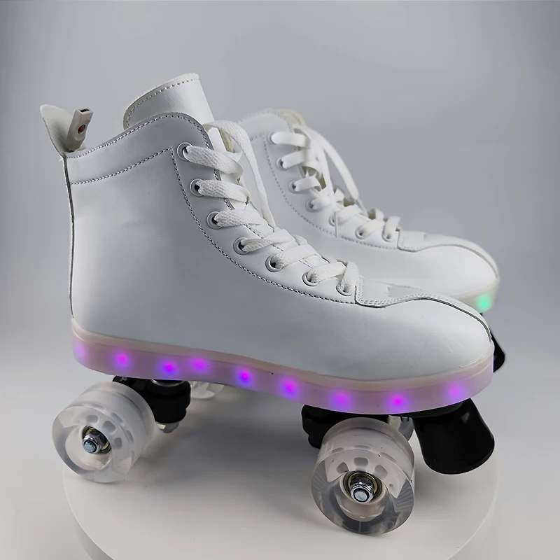 

China professional manufacturer Low price Flash wheel sports speed skates, White green