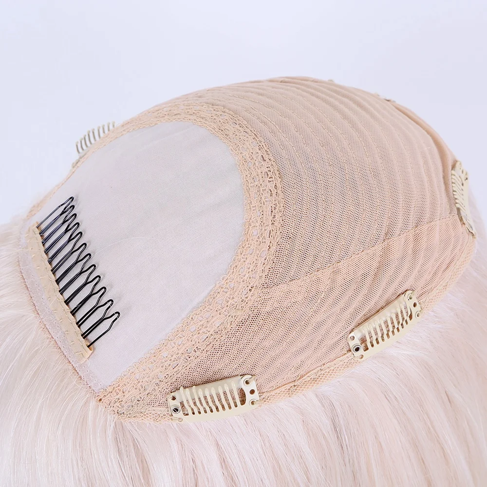 

Premier Platinum Blonde Color Virgin European Remy Hair Double Drawn Human Hair Toupee For Women Top Hair Piece