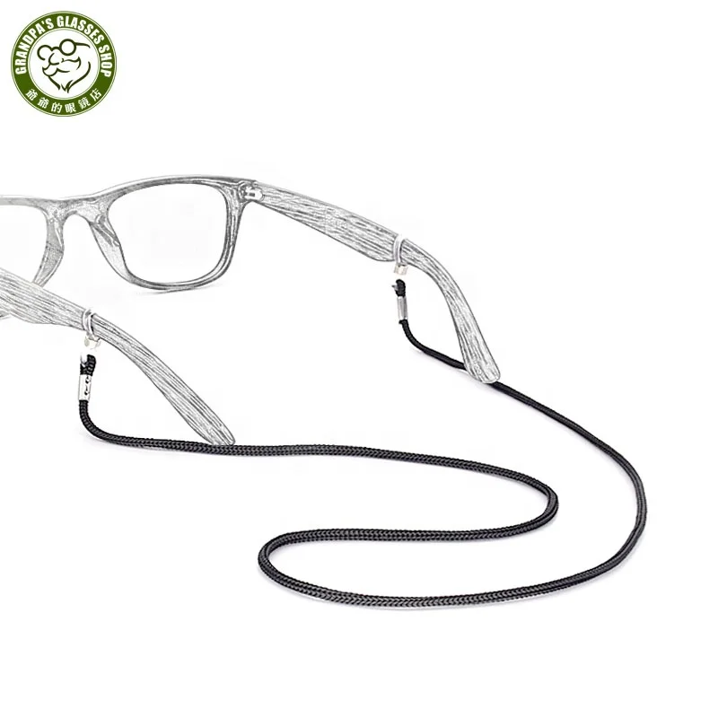 

Wholesale promotional Eyewear accessories black Nylon bulk reading glasses chain Anti-slip sunglasses neck strap, Black / gray