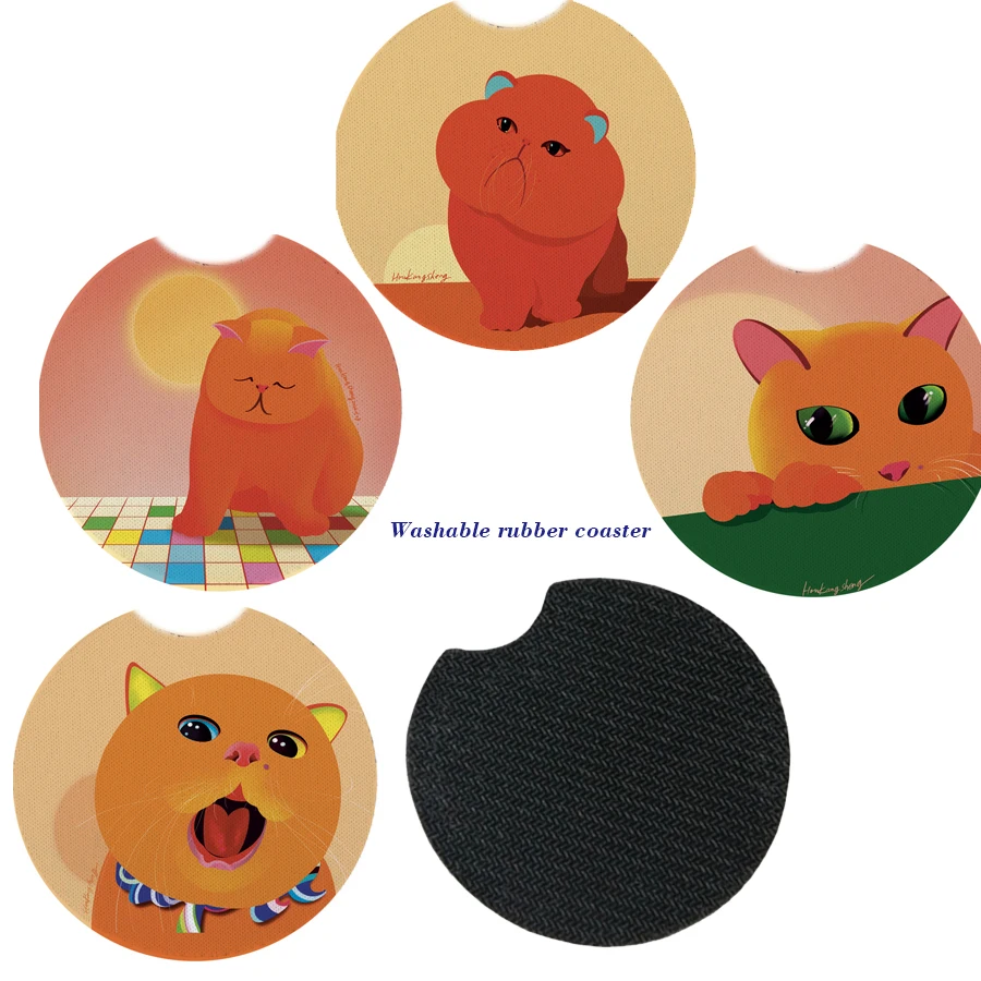 

Washable Cup Coasters 2.56 Inch Suede Car Coaster Rubber Cup Holder Pad, Cork