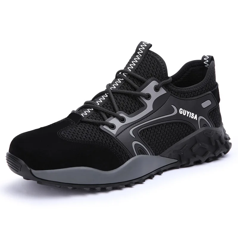 

Resistant Lightweight Ladies Safety Sneakers Comfortable Safety Toe Work Shoes Breathable Work Shoes Men Steel Toe Shoes, Black