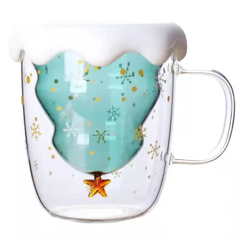 

double wall mug glass with handle creative christmas mug glass