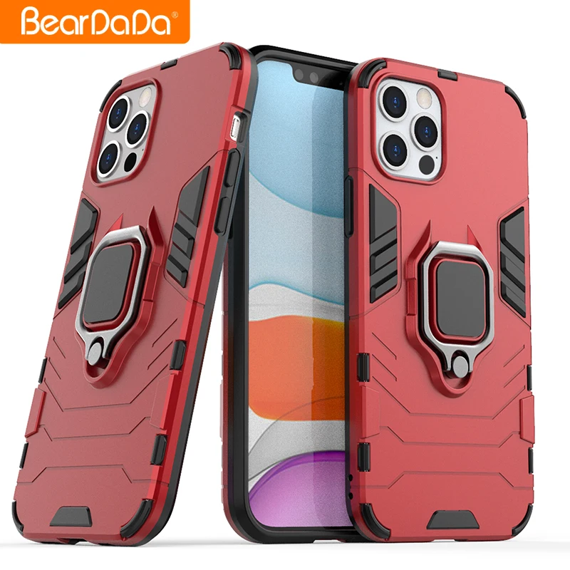 

Cell Shockproof Car Ring Stand Phone Case For iPhone 12 Pro 6.1 Inches Back cover