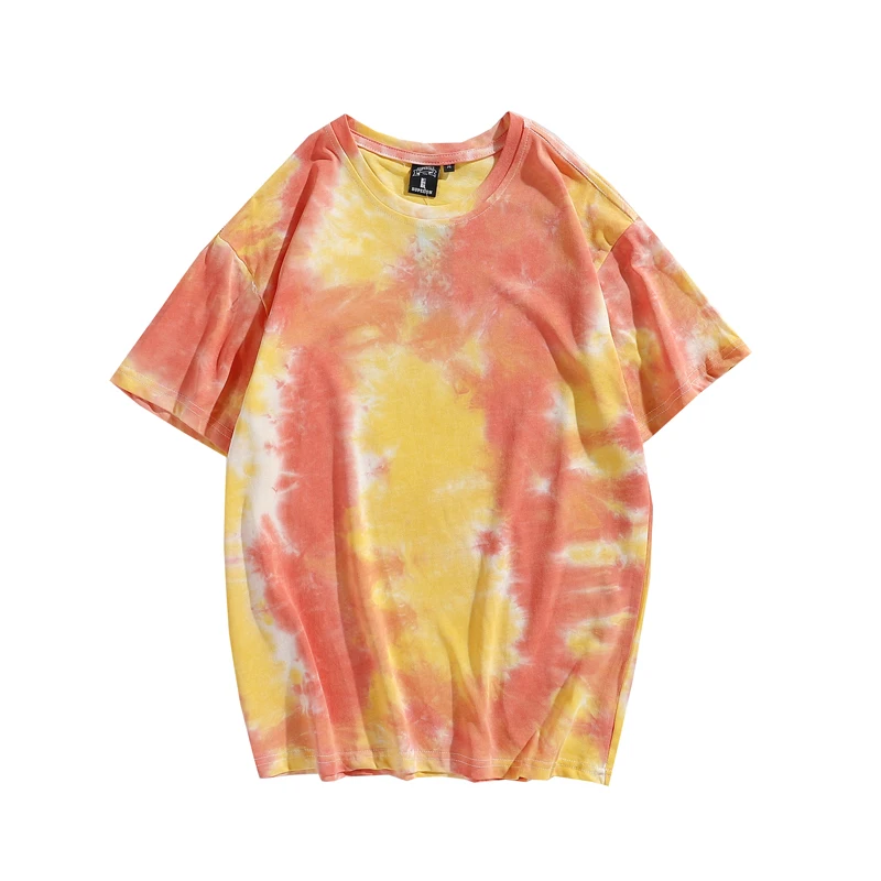 

Stock 5 Colors High Quality Short Sleeve Tie Die Tshirt Wholesale T Shirt Round Neck For Women