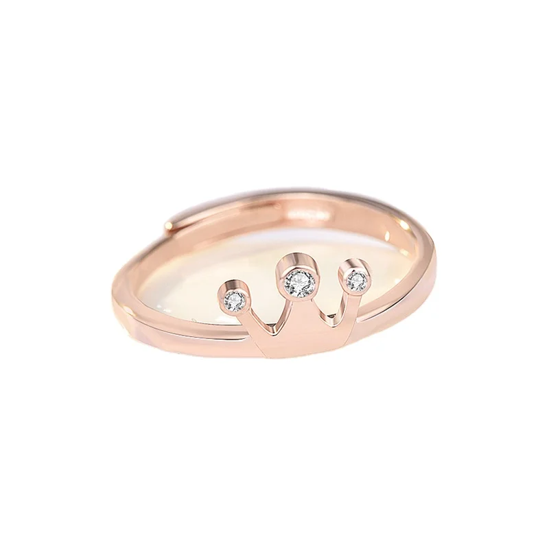 

Excellent Crown Fashion Rose Gold Jewelry Adjustable CZ 925 Sterling Silver Rings Women