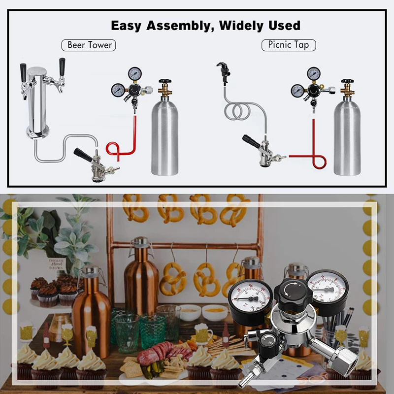Dual Gauge Co2 Draft Beer Regulator Pressure Regulator Cga320 Co2 Tank Beer Kegerator Regulator