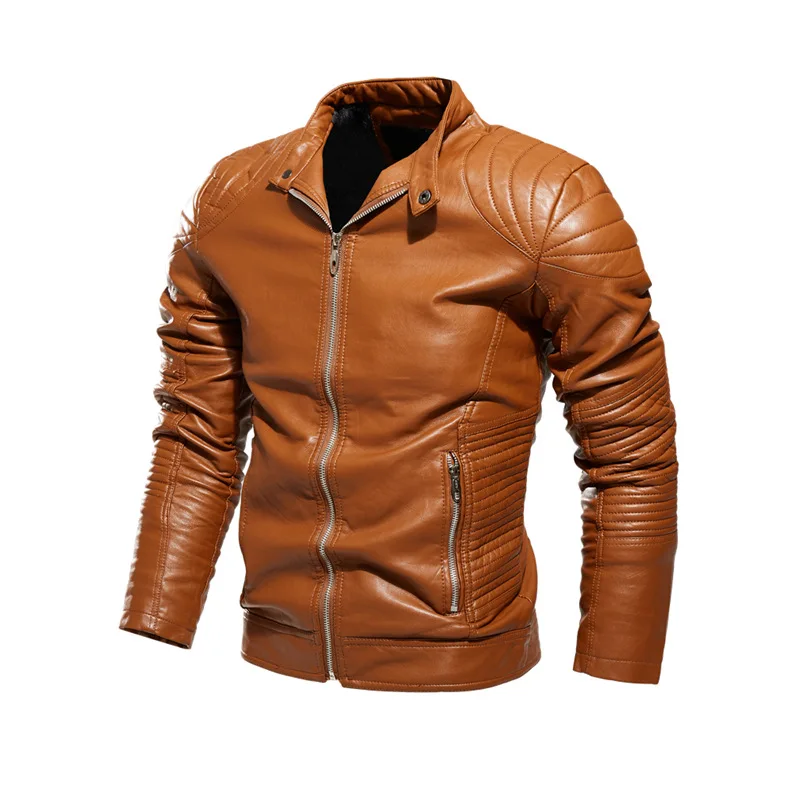 

clothes waterproof zipper pocket brown motorcycle leather jacket for man, Multi colors