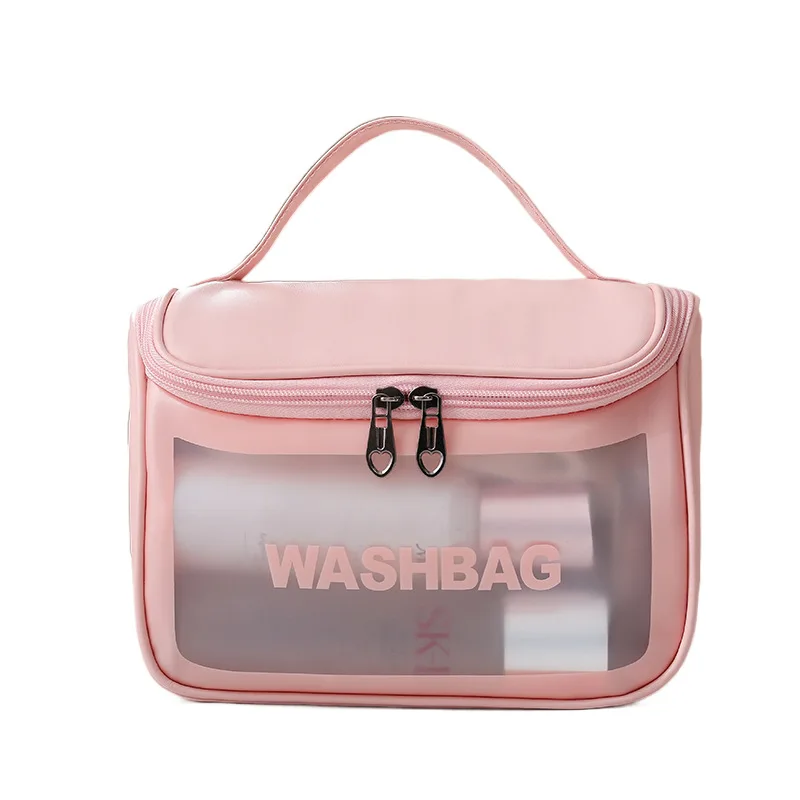 

Cheap translucent frosted PVC waterproof clamshell tote toiletries and makeup storage bags