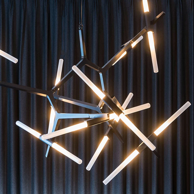Nordic modern matt black adjustable large acrylic led chandelier lamp designer pendant light