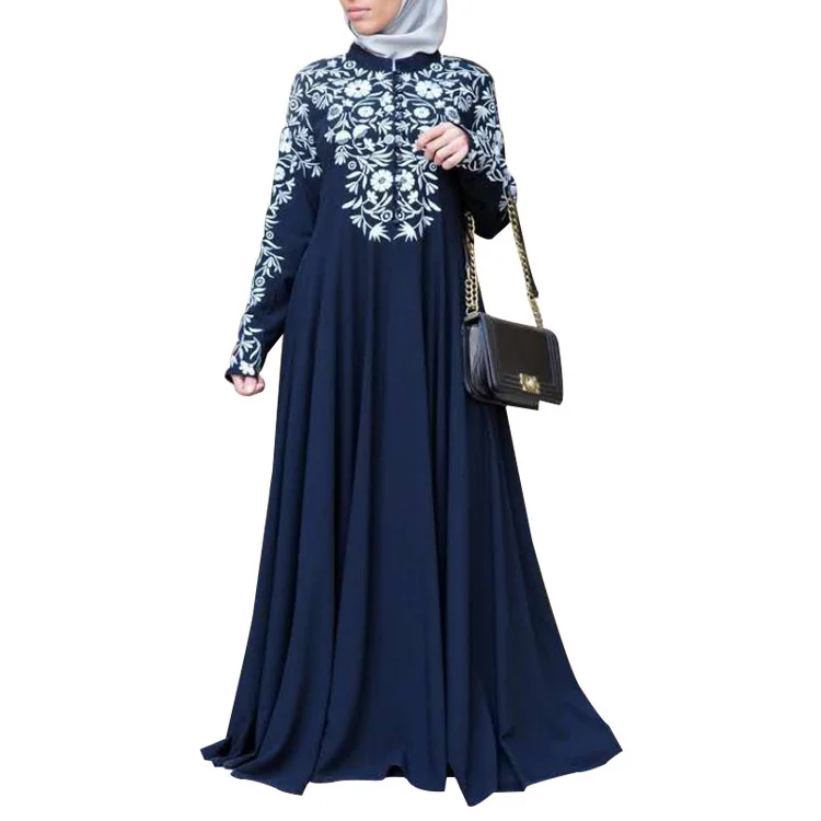 

Dubai Large Size Printed Kaftan Long Casual Sleeve Plus Size Abaya Jilbab Maxi Muslim Dresses For Women Lady, Photo shown