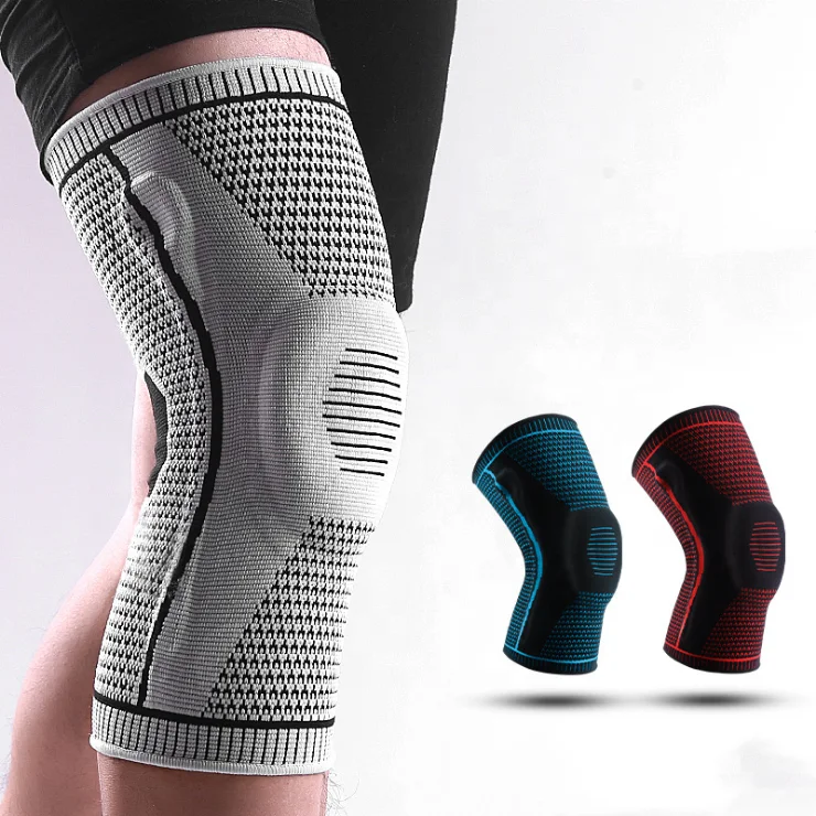 

Customize Sports Brace High Elastic Knitted Compression Knee Sleeve Knee Support Brace with Patella Gel Pad, Black, red, blue, grey, green, or customize