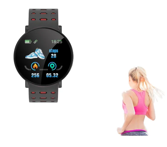 

119Plus Wristband Sports Fitness Watch Smart Bracelet Band Blood Pressure Measurement Watches Pedometer Smartband Smart Watch, Black red gray blue green