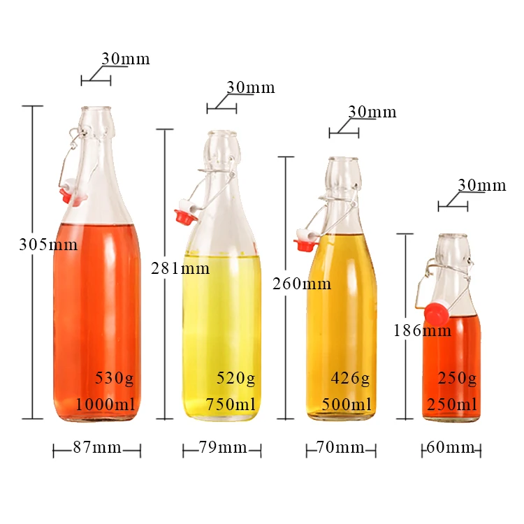 50ml Swing Top Airtight Sealed Glass Bottles With Buckles Lid For Oil