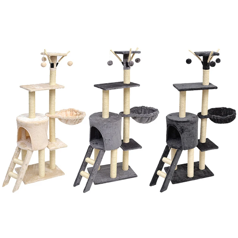 

Luxury natural wooden floor to ceiling cat tree house , cat play climbing toy tree