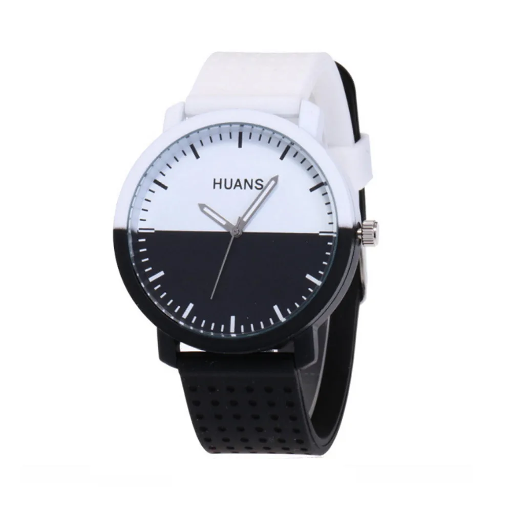 

WT0030 Women's Men's Watches White Black Silicone Strap Unisex Female Male Student Wrist Watch Wholesale, Black and white
