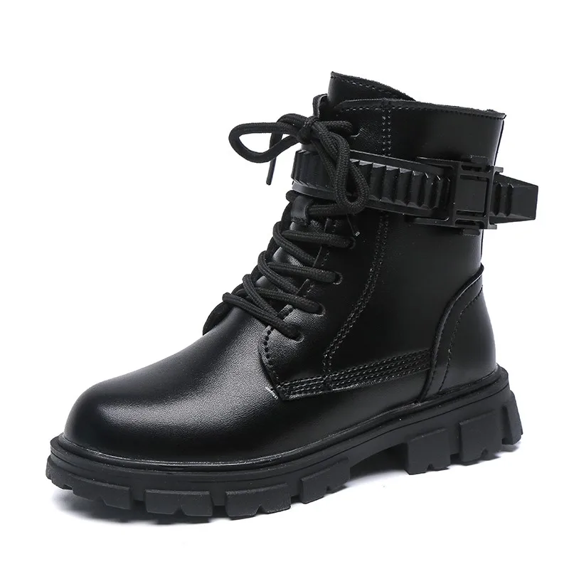 

New arrival fashion kids casual leather boots kids flat martin boots for winter, As photos