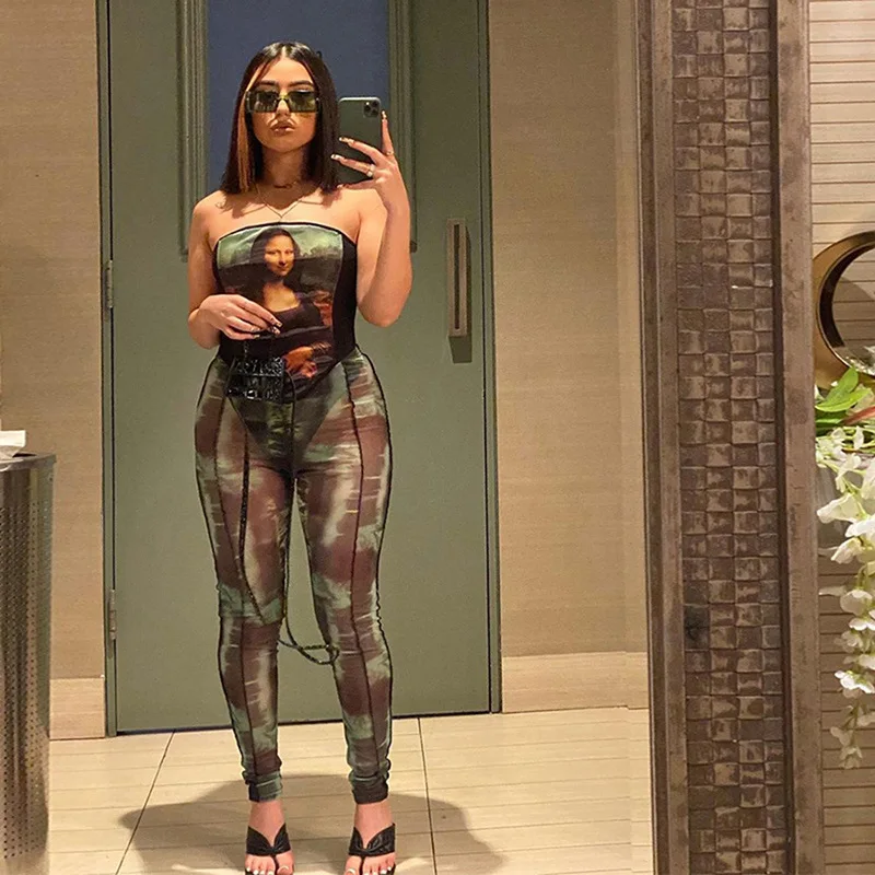 

2021 new arrivals summer designs women printed top with full length casual pants set