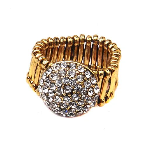 

Drop Shipping Fashion New Design Luxury Shiny Rhinestone Half Ball Women's Elastic Finger Ring