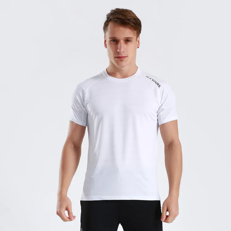 

Running Sport Wear Tee Shirt Solid Color Quick Dry Gym T Shirt for Men Short Sleeve Casual Plus Size Eco-friendly Knitted, 4 colors