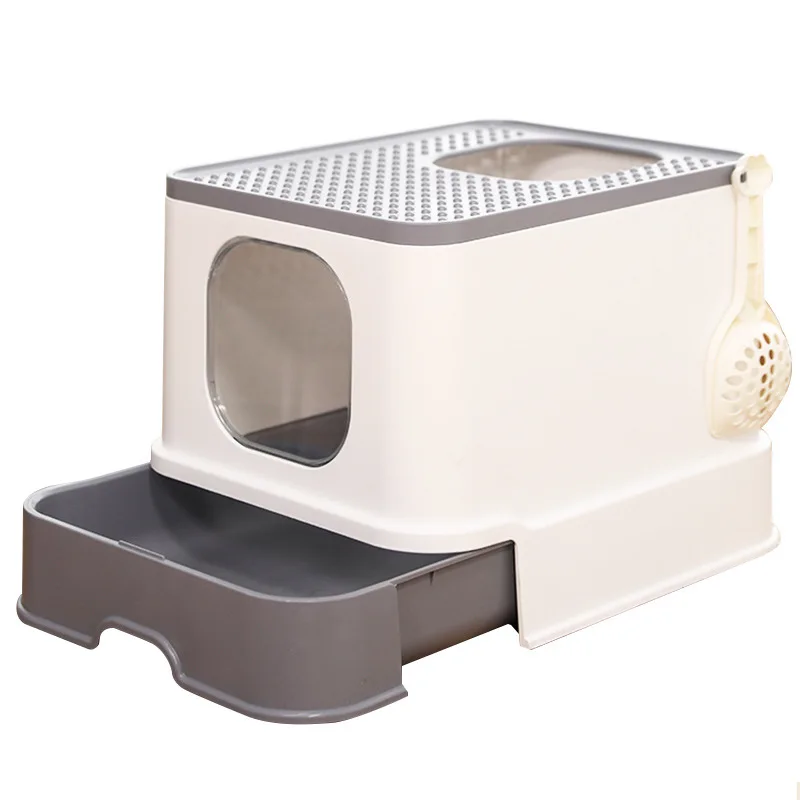 

Oem Semi-close Cheap Drawer Enclosed Cat Litter Box With Sieve For Pet, Blue