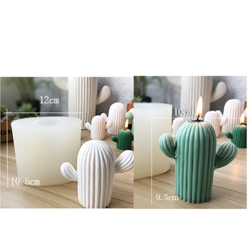 

0465 3D Cactus Scented Candle Silicone Mold DIY Fairy Stick Plaster Epoxy Decoration Mold, Transparent