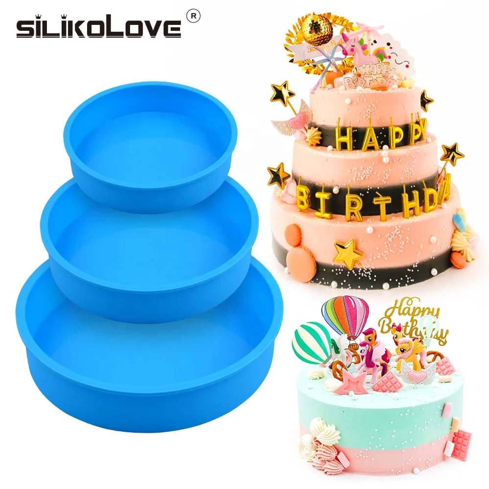 

3Pcs / set DIY three-layer silicone cake pan birthday cake mould muffin decorating mold kitchen tools, As picture or as your request