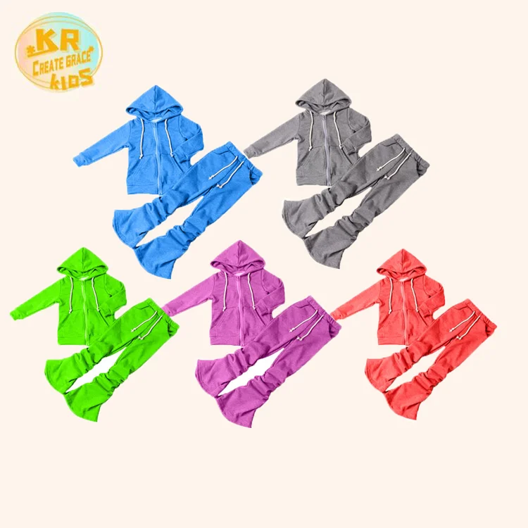 

Unisex Kids Tracksuit Solid Kids Stacked Pants Two Piece Pants Set Kids Clothing Sets, Customized color