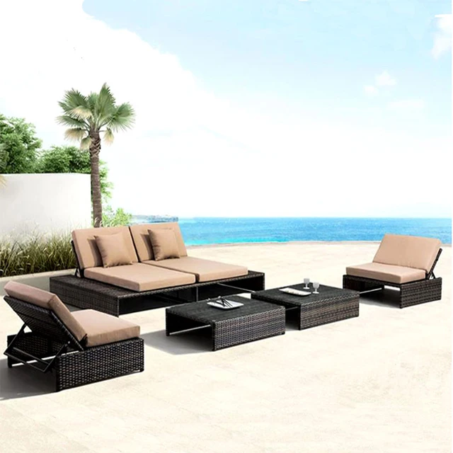 
Modern Design Rattan Wicker Outdoor Furniture Sun Lounge Beach Swimming Pool Chair Set  (62286828631)