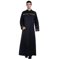 

Men Stand Collar Patchwork Arab Muslim Islamic Kaftan Dress Robe Jubba Thobe