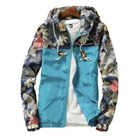 

men Hooded Jackets Spring Casual Flowers Windbreaker Women Basic Jackets Coats Zipper Lightweight Jackets Bomber