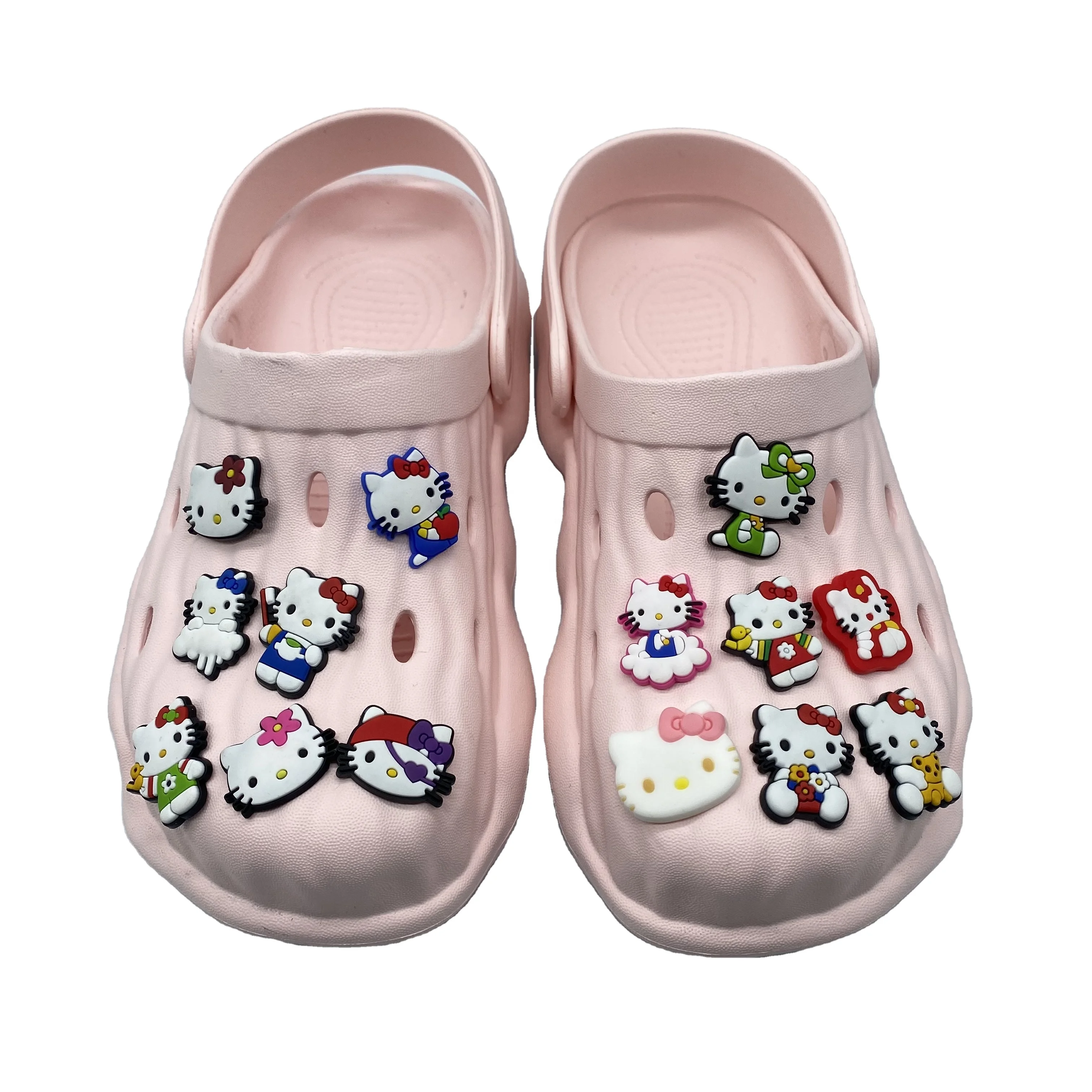 

Hello kitty soft pvc rubber shoe lace charms custom clog pvc shoes charms decoration for wholesale kids girl, As picture