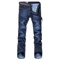 

Wholesale High Quality Men Cotton Straight Classic Jeans Male Denim Pants Dark Blue New Design Men Casual Trousers