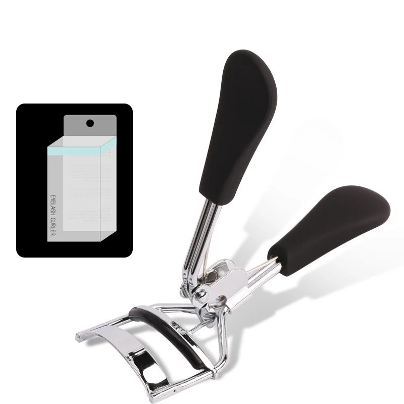 

FOCSTAR Classical Lash Eyelash Curler Applicator with Black Plastic Handle (BT3005), Silver + black handle