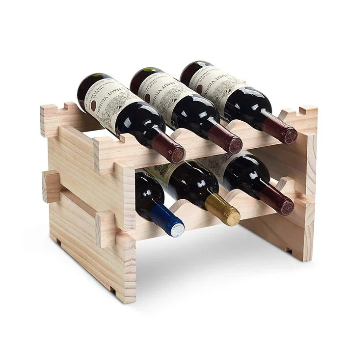 

Factory custom-designed wooden bench small wine bottle rack on the desk, Wooden color