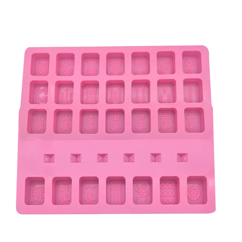 

Exquisite DIY silicone crystal drip mahjong mold high mirror creative mold food grade epoxy resin silicone mold, Pink