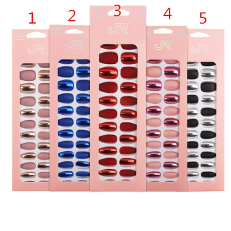 

women ins style new Nail glue fashion hot sale fingernail waterproof nails with glue, Colorful