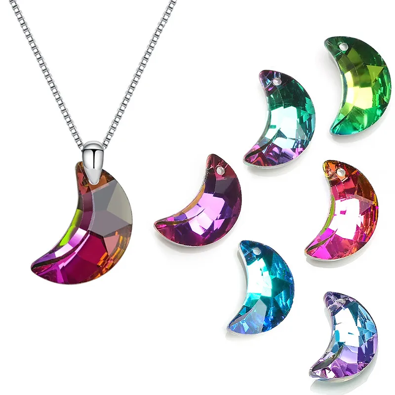 

13*20MM Crescent Glass Beads For Jewelry Making Flat Moon Crystal Pendant Bead For Charms Necklace Bracelet DIY Crafts 20pcs/bag