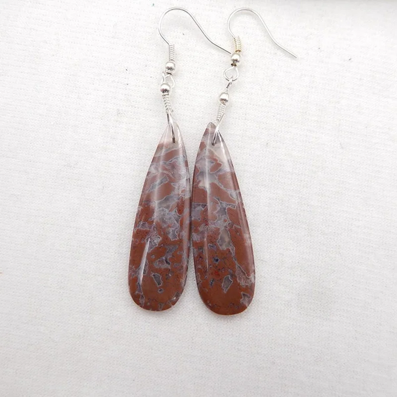

Wholesale Natural Ocean Agate Gemstone Earrings Hook Earrings Dangle Earrings For Women, , 7.2g