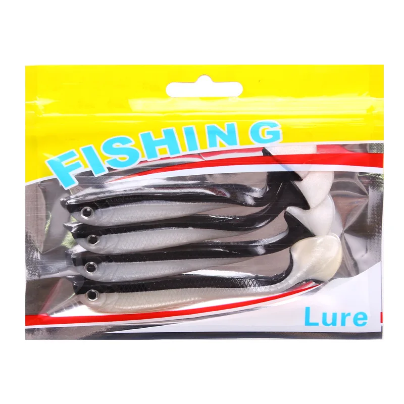 

Trending 2021 Soft Bait 6.2g/10.5cm T-tail Soft Plastic Fishing Lures, 5 colors