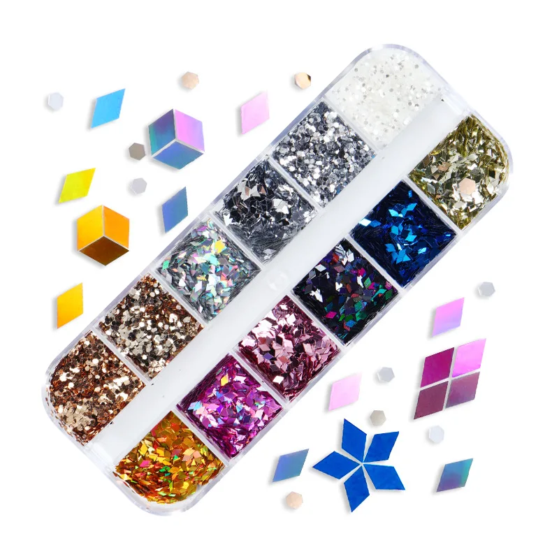 

Holographic Sparkly Nail Art Glitter Shiny Rhombus Shape Glitters Nail Flakes