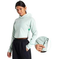 

New Boxy Fit Cropped Dropped Shoulder Design Workout Recess Women Hoodie With Functional Zip