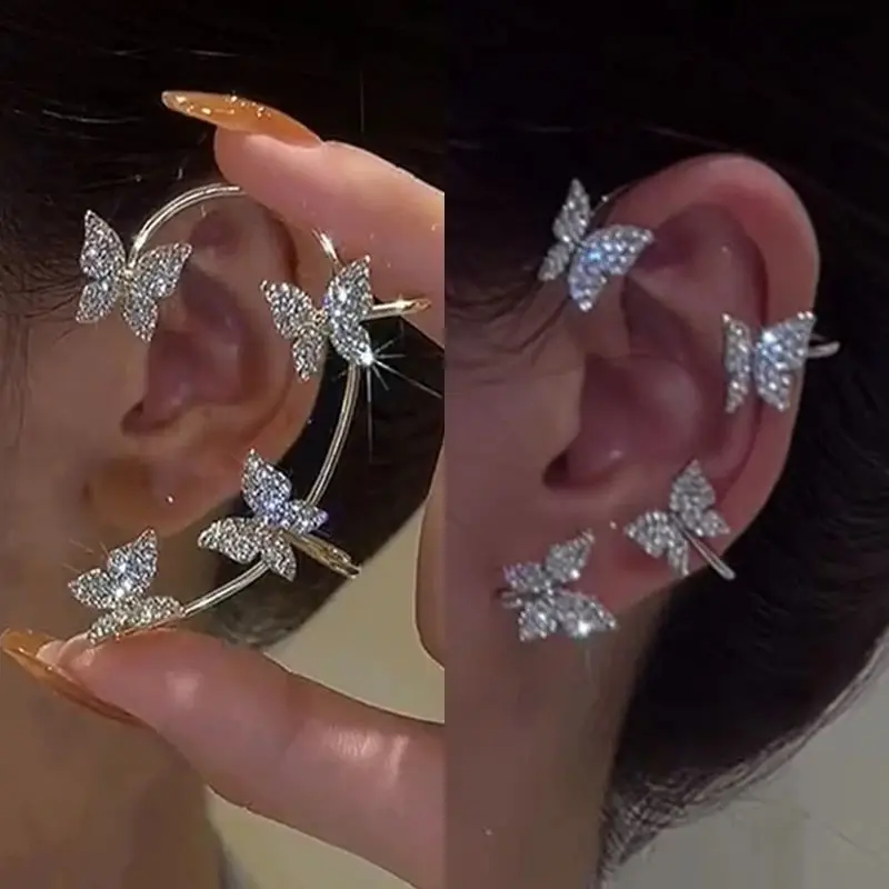 bulk wholesale earrings Butterfly Ear Clip Ear Bracelet Non-piercing Zircon Clip earrings Party earrings jewelry women